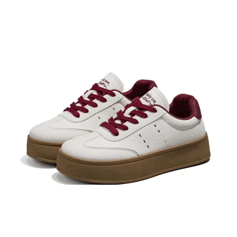 Dafu Leaps Forward Anti Slip Wear Resistant Low Top Skateboard Shoes Women's Red-2