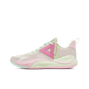 PEAK Basketball Shoes Men Low Top Pink Green