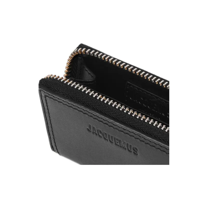 Jacquemus Leather And Linen Wallet Men's Black-4