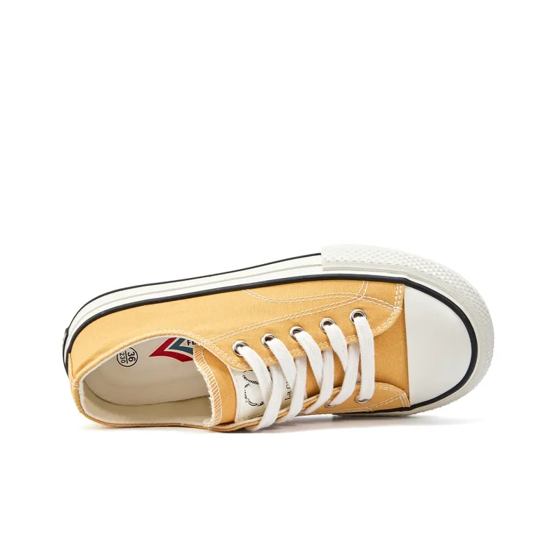 La Chapelle Wear resistant And Lightweight Low Top Canvas Shoes Women's Yellow-6