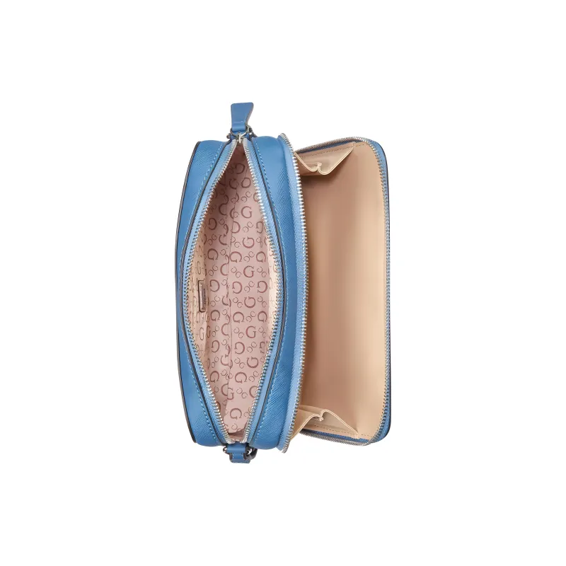 GUESS Saffiano Artificial Leather Shoulder Bag Crossbody Bag Mini Women's Denim Blue-3