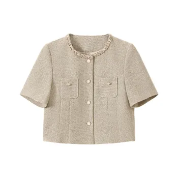 SHUXI Crop Tops Women's Almond Cream