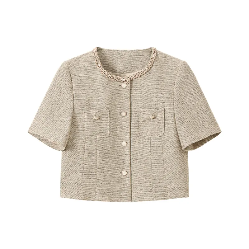 SHUXI Crop Tops Women's Almond Cream-0