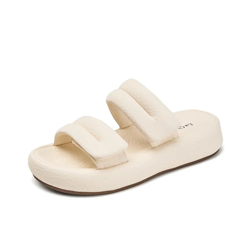 La Chapelle Slip Resistant Abrasion Resistant Slide Slippers Women's Beige-0