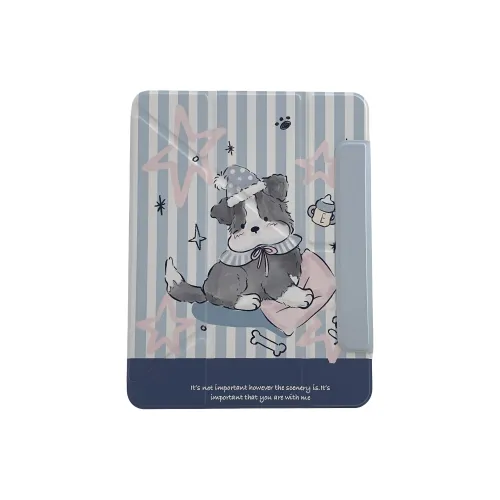 Wei Xin Blue Stripes Pattern Gray Dog Compatible With IPad Pro/Mini 6 Tablet Protective Cases