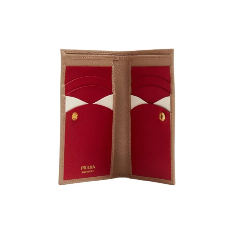 PRADA Leather Wallet Trumpets Women's Beige-2