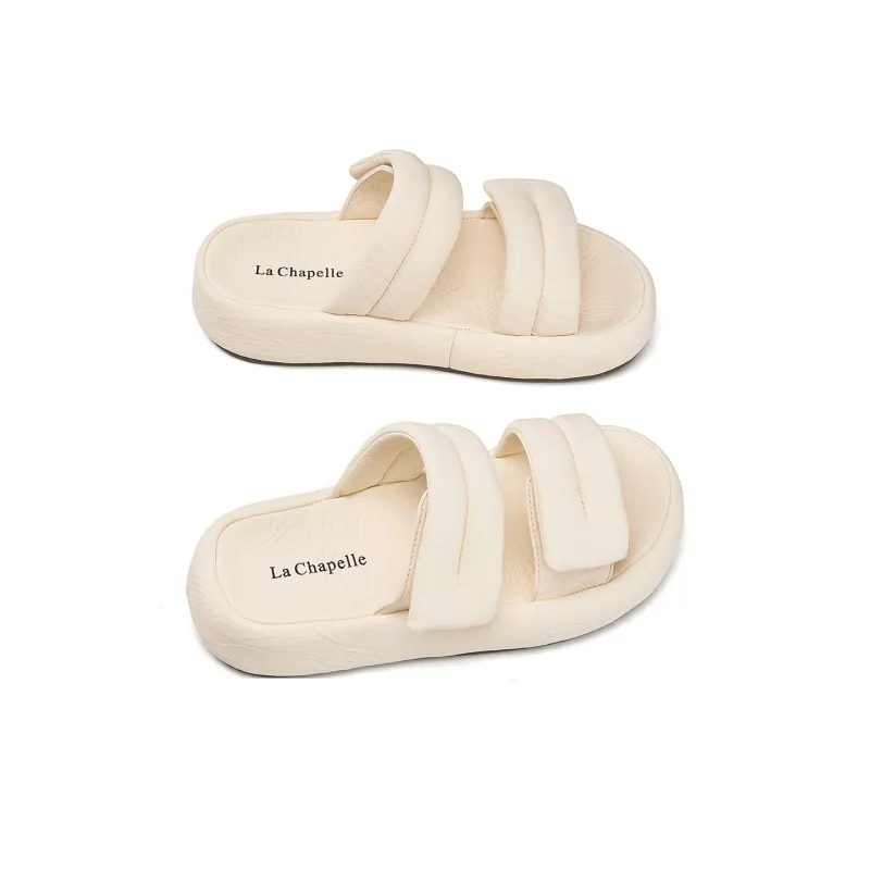 La Chapelle Slip Resistant Abrasion Resistant Slide Slippers Women's Beige-2