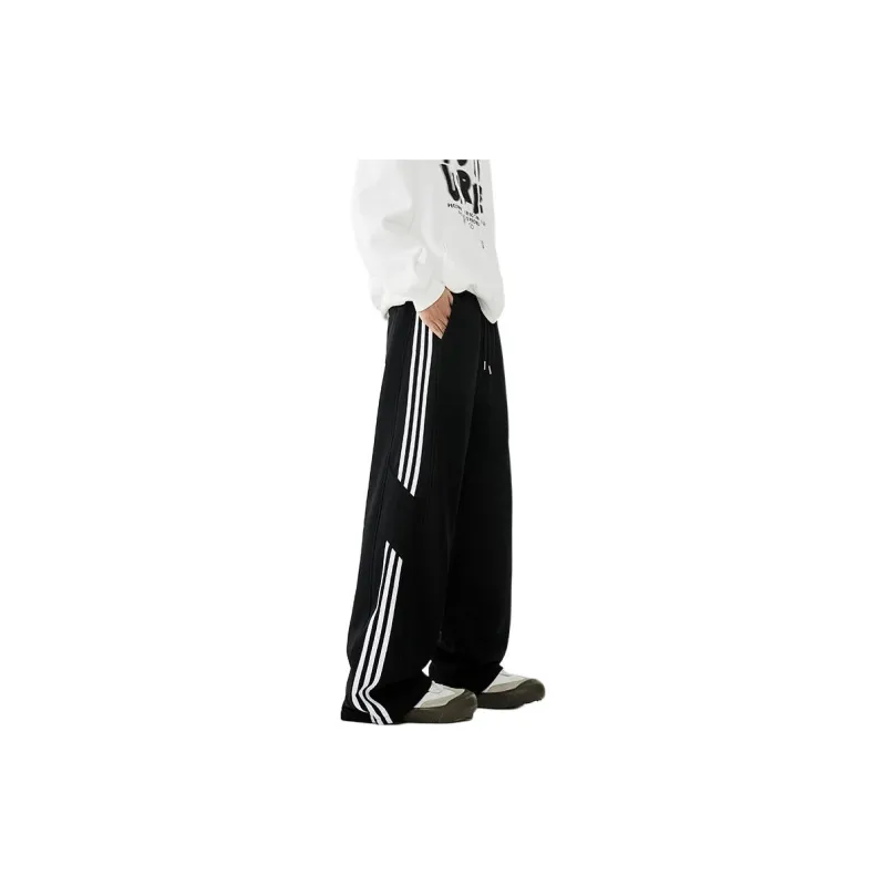 DARK HORSE Casual Pants Unisex Black White Stripes-0