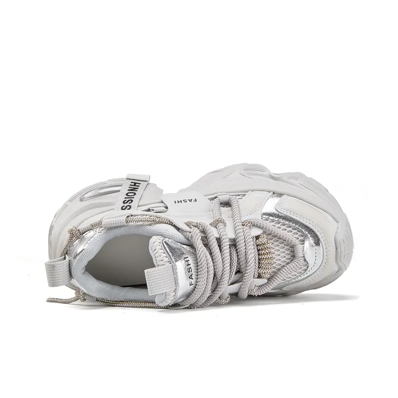 La Chapelle Abrasion Resistant Low Top Chunky Sneakers Women's Gray-3