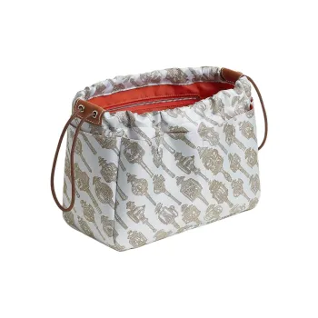 HERMES Fourbi Silk Clutch Women's Dusty Blue & Mole Gray & Light Tawny