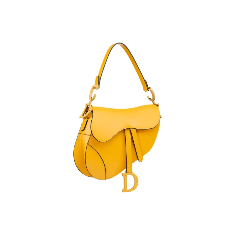 DIOR Smooth Calf Leather One Shoulder Handbag Women's Sunshine Yellow-2