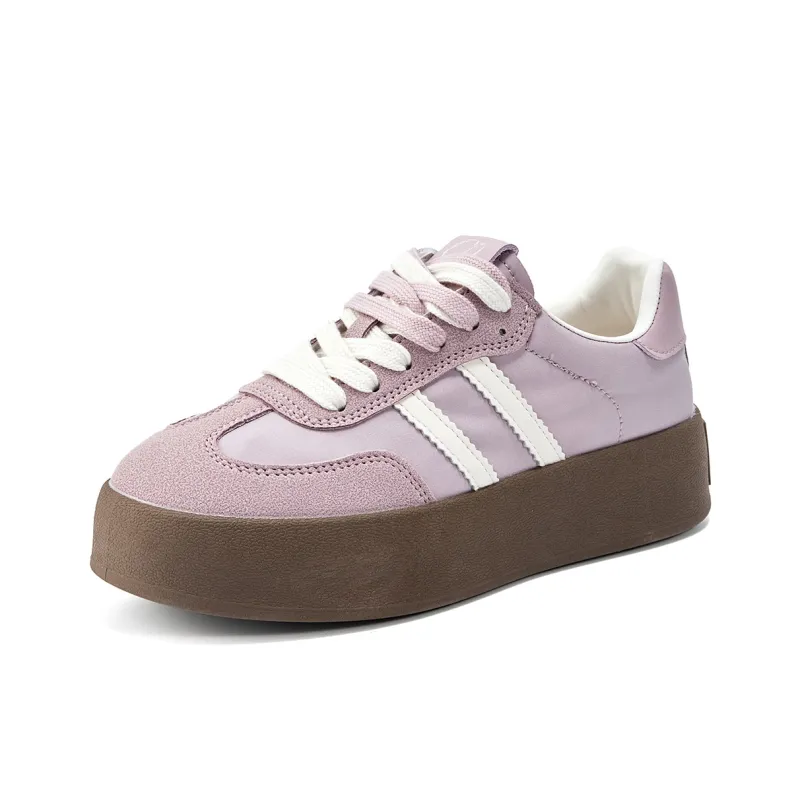 La Chapelle Anti Slip Wear Resistant Low Top Skateboard Shoes Women's Light Purple-1