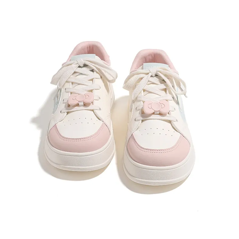 HUANQIU Cushioning, Abrasion Resistant, Height Increasing Low Top Skateboard Shoes Women's Beige Pink-2