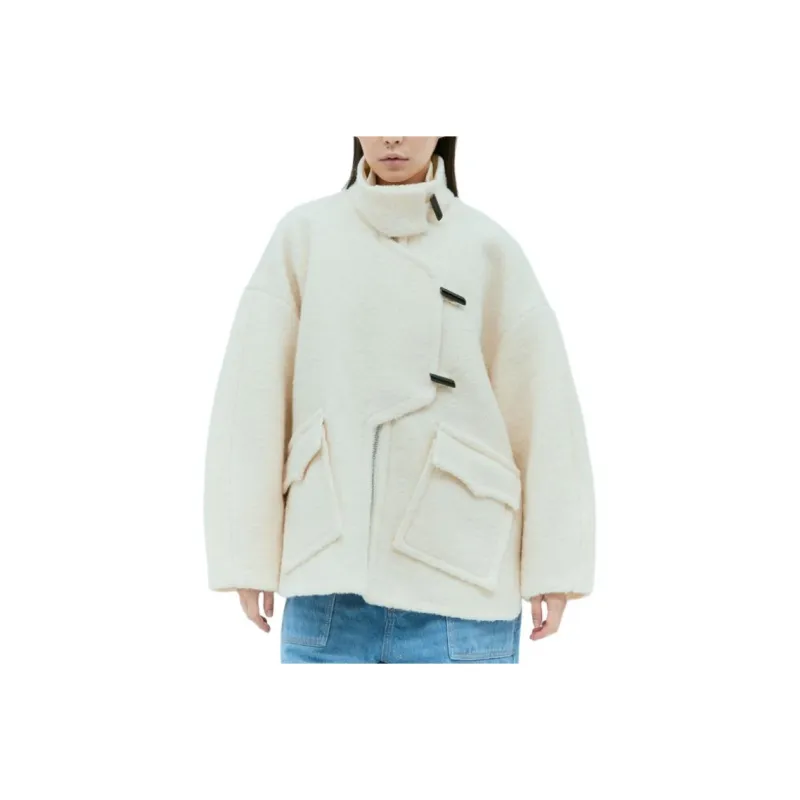 GANNI Velvet feel Coat Women's Cream-0