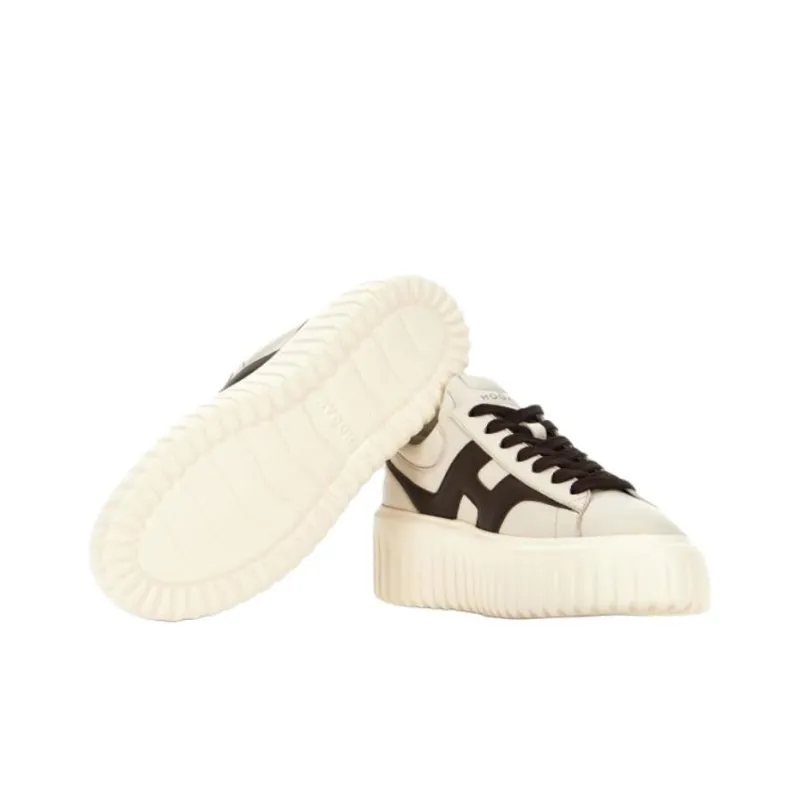 HOGAN H Stripes Low Top Skateboard Shoes Women's Ivory-5