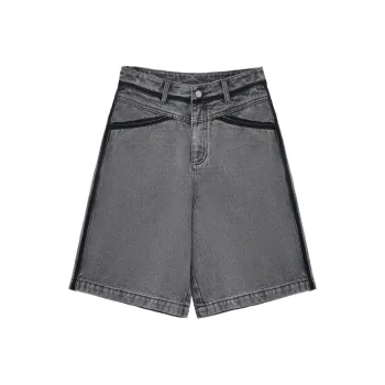You Cow Me Pants Denim Shorts Women's Gray