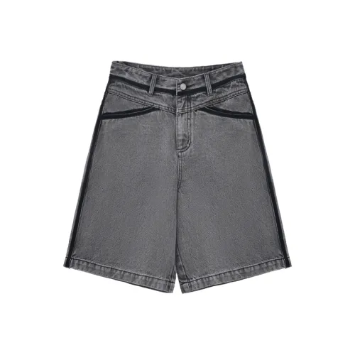 You Cow Me Pants Denim Shorts Women's Gray