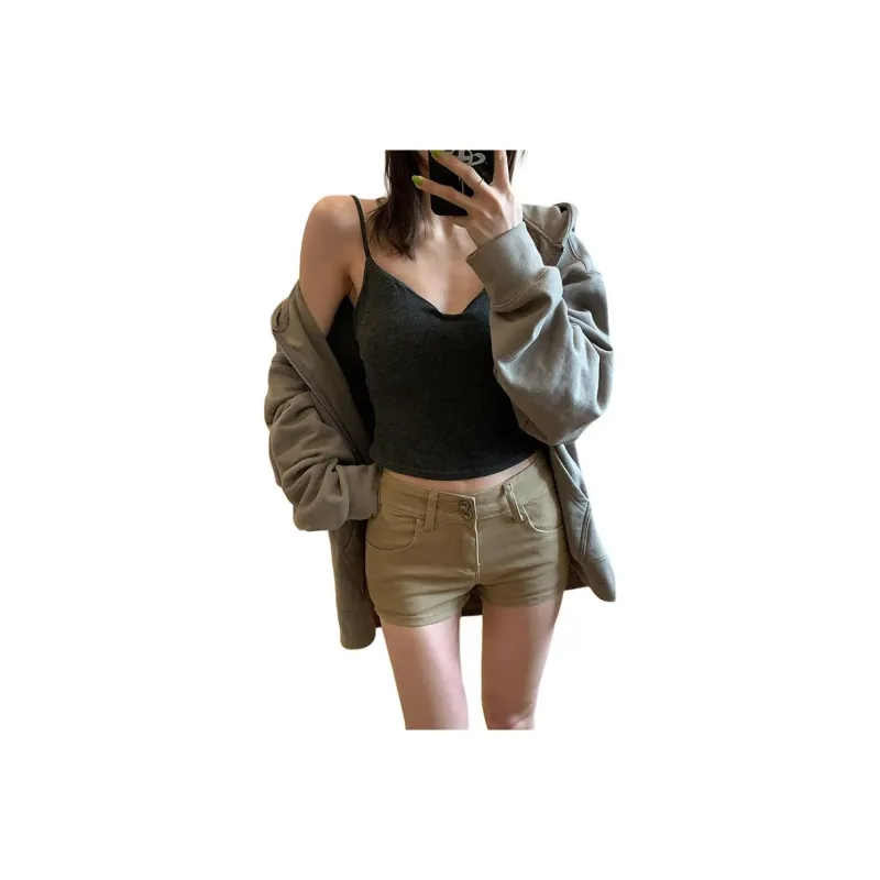 RENBEN Denim Shorts Women's Khaki-0