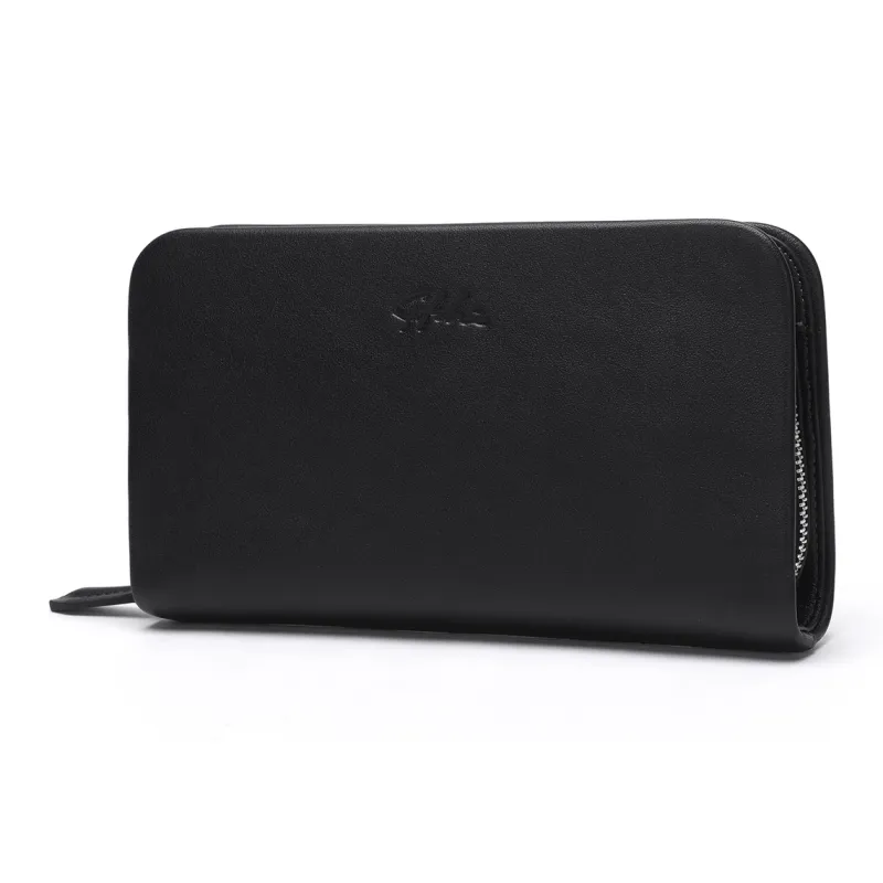 Satchi Cow Leather Clutch Medium Size Men's Black-1