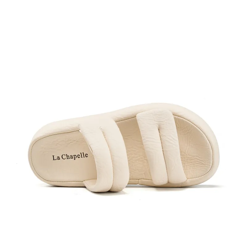 La Chapelle Slip Resistant Abrasion Resistant Slide Slippers Women's Beige-4