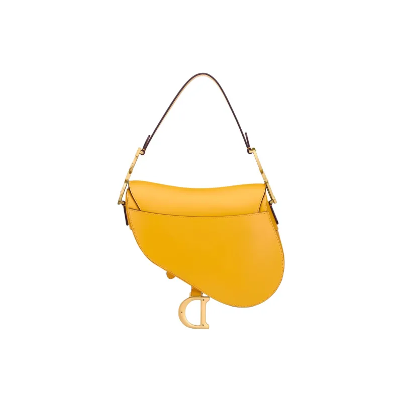DIOR Smooth Calf Leather One Shoulder Handbag Women's Sunshine Yellow-3