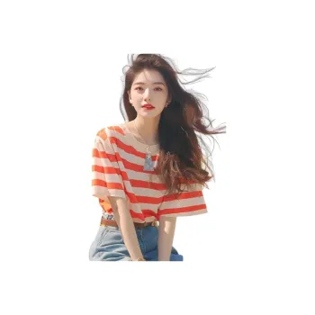 KAISER T Shirts Women's Orange Stripes