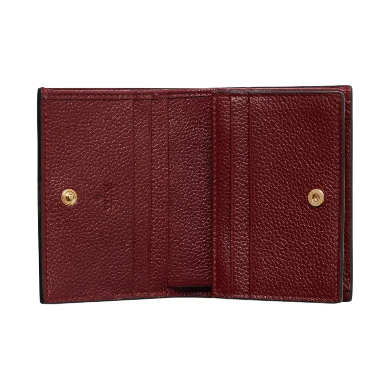 GUCCI GG Marmont Leather Wallet Mini Women's Beige & Red-3