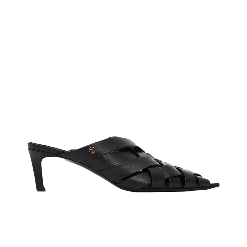 Anine Bing Closed Toe Slippers 6cm Women's Black-1