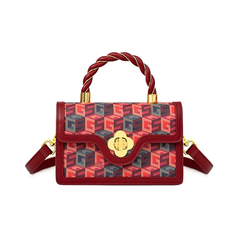 Vigno Synthetic Leather Handbag, One Shoulder, Crossbody Bag Women's Red-0