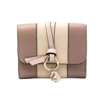 Chloe Alphabet Calfskin Wallet Trumpets Women's Brown & Beige