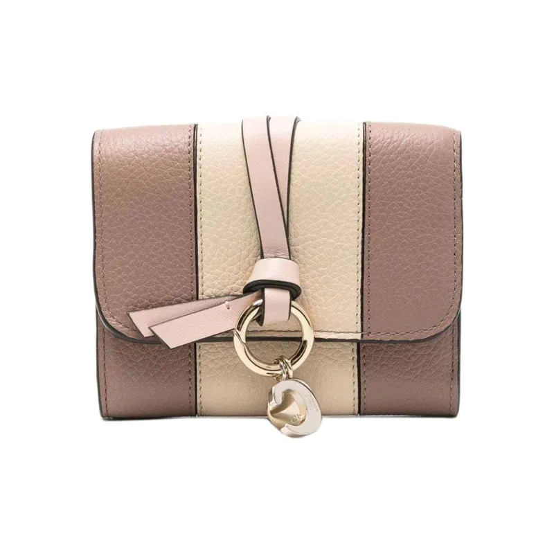 Chloe Alphabet Calfskin Wallet Trumpets Women's Brown & Beige-0
