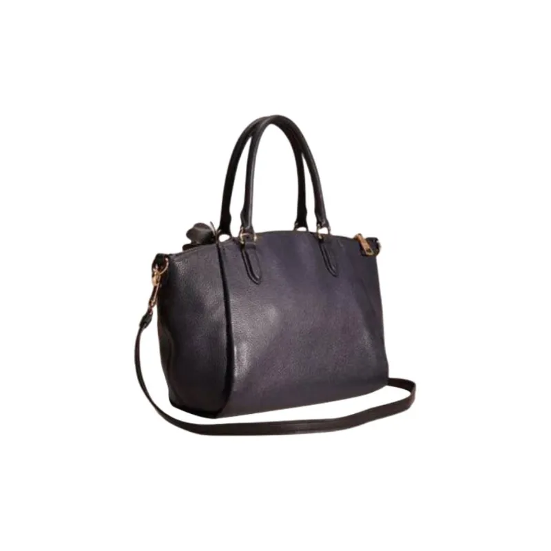 COACH Elise Leather Shopping Bag, Portable Tote, Tote Bag, Single Shoulder, Crossbody Bag Medium Size Women's Navy Blue-1