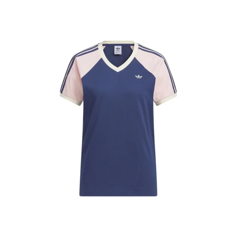 Adidas Originals Clover Series Raglan Sleeve T Shirt Women's Dark Indigo/Light Pink-0