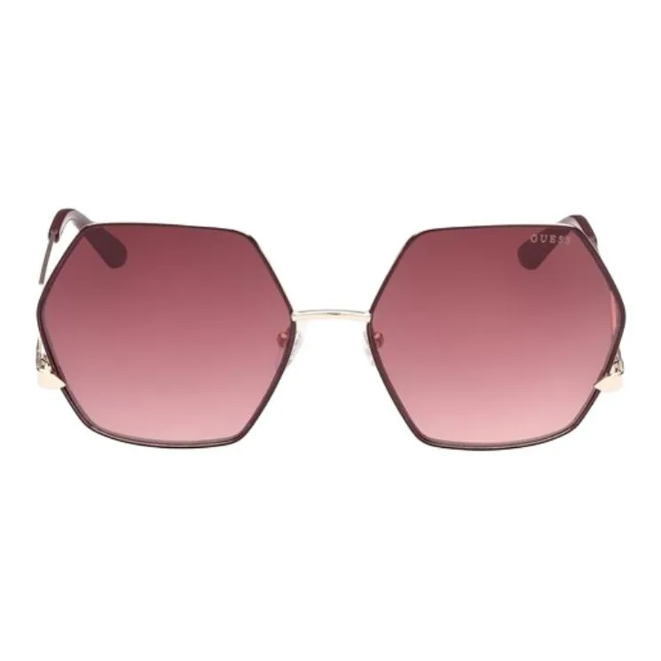 GUESS Metal Irregular Shape Sunglasses Women's Gold-1