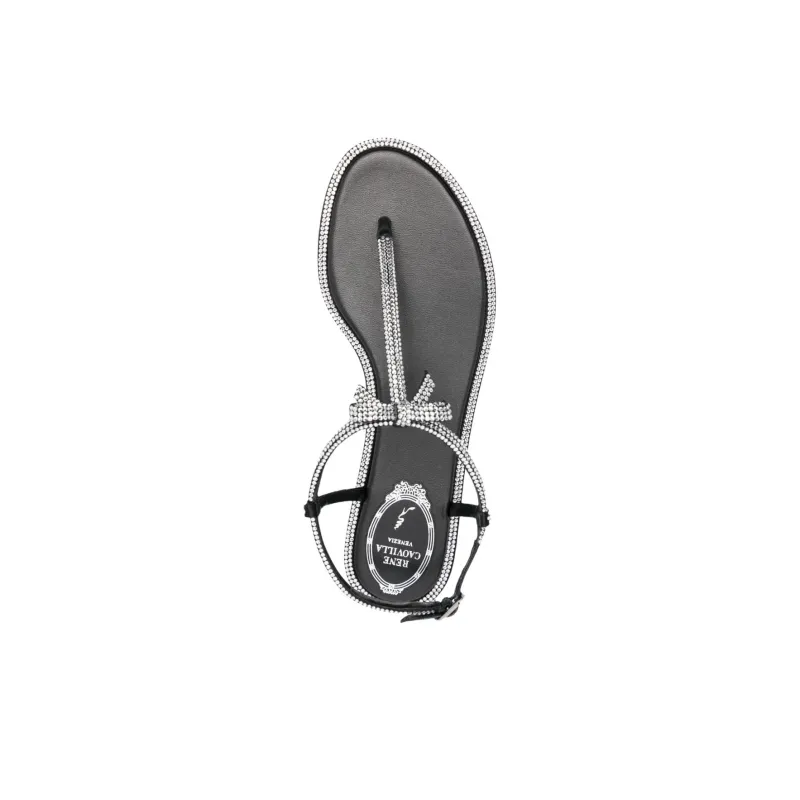 RENE CAOVILLA Caterina One Strap Sandals Women's Black-4
