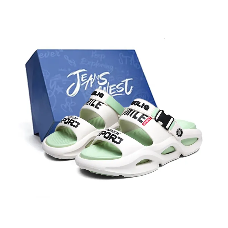 JEANSWEST Beach Sandals Unisex Black/White-5