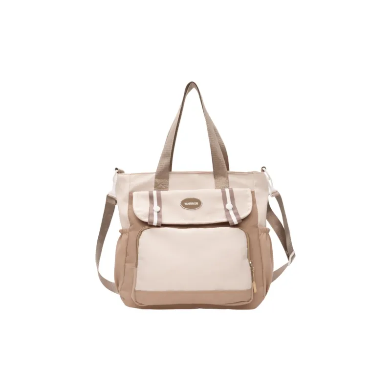 Warrior Nylon Fabric Shoulder Bag Unisex Camel/Black-0