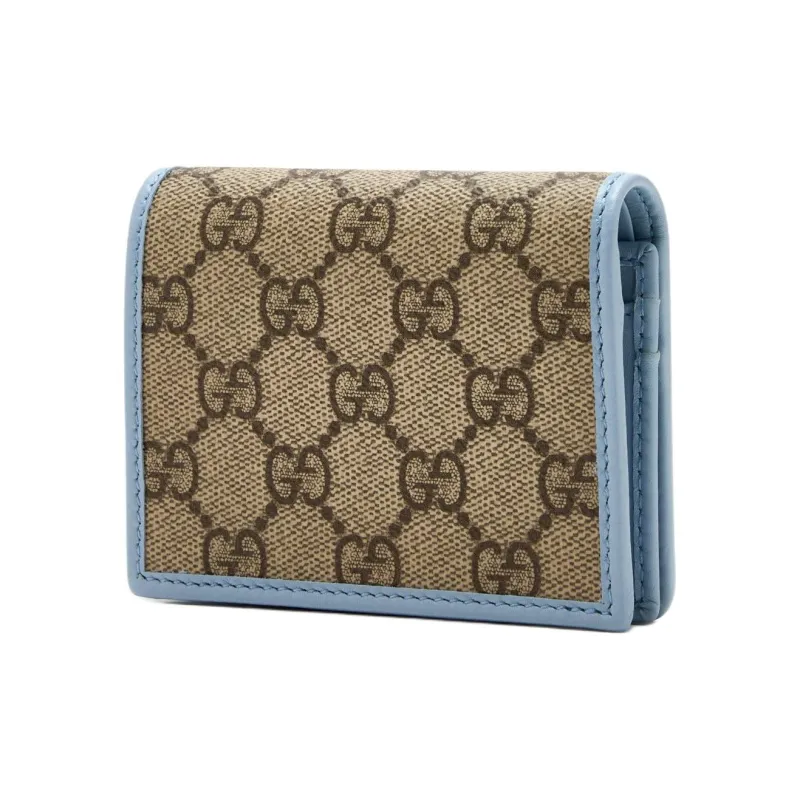 GUCCI Coated Canvas Wallet Mini Women's Blue & Brown-1