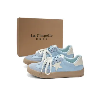 La Chapelle Abrasion Resistant Lightweight Quick Dry Slip Resistant Low Top Skateboard Shoes Women's Light Blue Beige