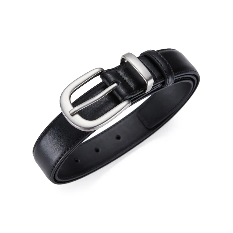 Jeccieziio Cow Leather Belts Unisex Silver Width  3CM-0