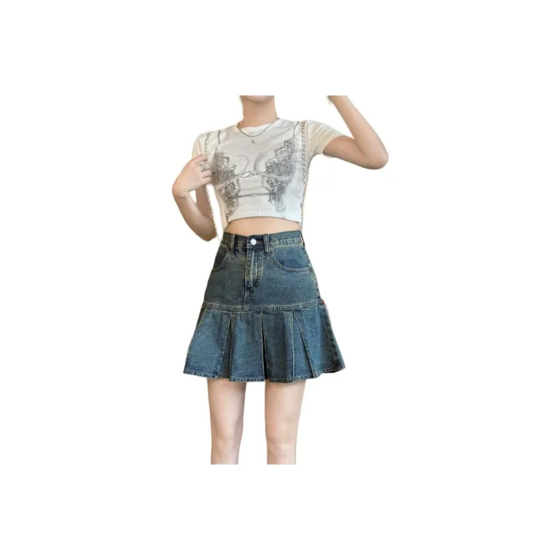 MM Denim Short Skirts Women's Light Blue-7