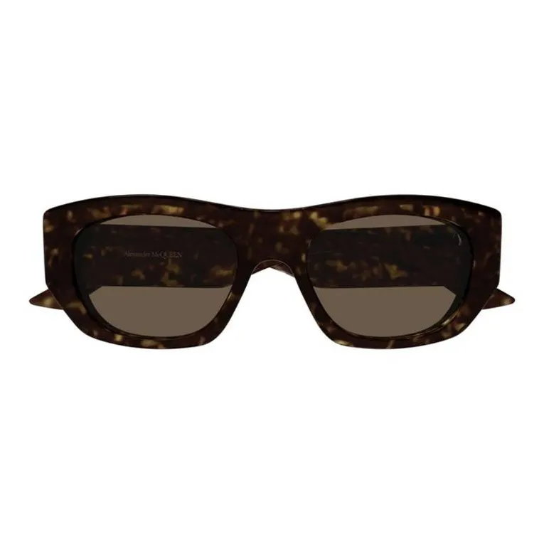 Alexander McQueen Acetate Irregular Shape Sunglasses Women's Brown-1