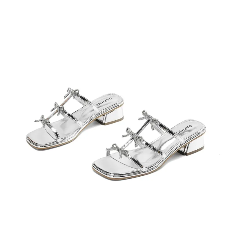 DAPHNE Slide Slippers Women's Beige, Silver-4
