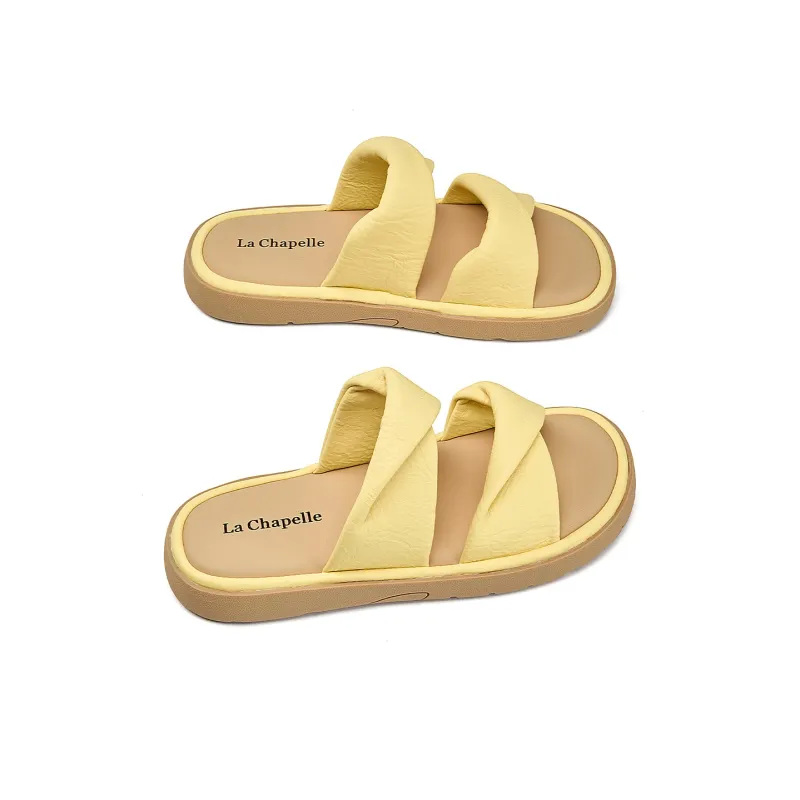 La Chapelle Slip Resistant Abrasion Resistant Slide Slippers Women's Yellow-2