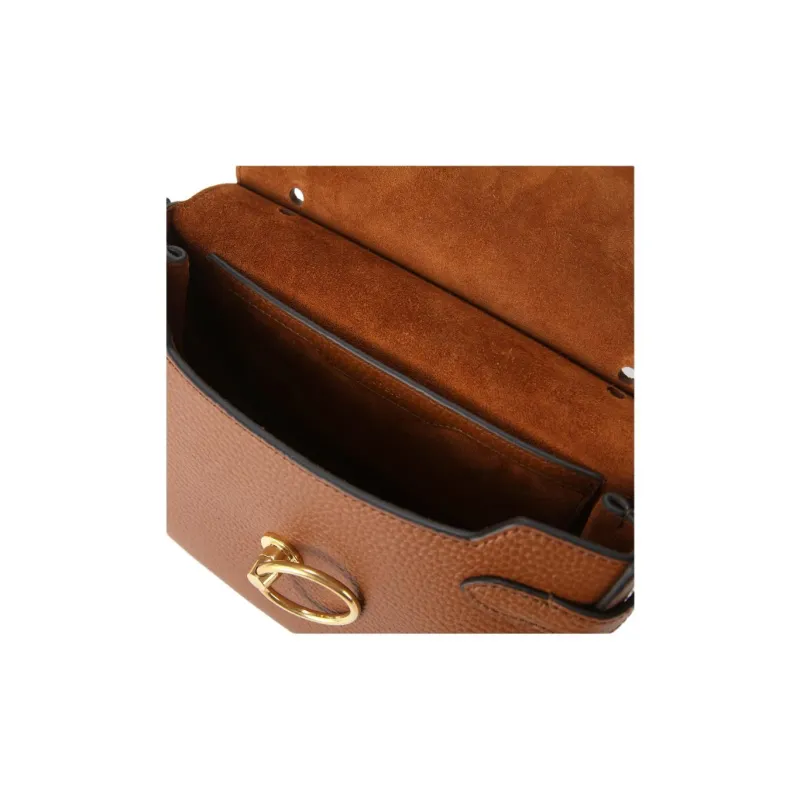 Mulberry Cow Leather Shoulder Bag Trumpets Women's Brown-5