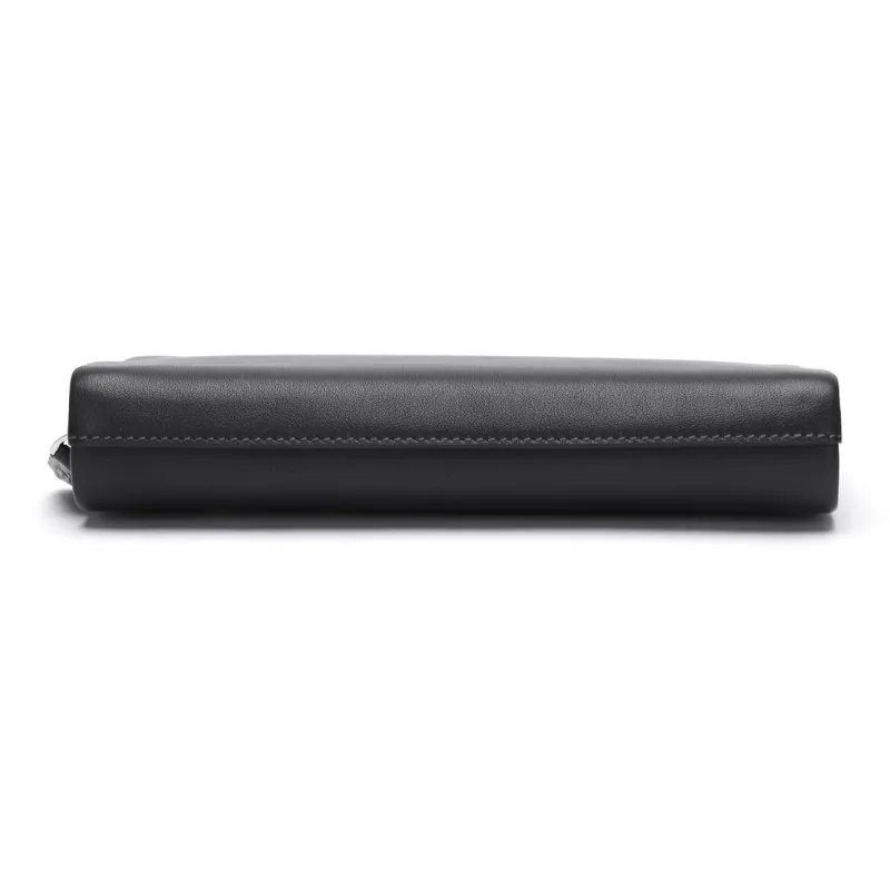 Satchi Cow Leather Clutch Medium Size Men's Black-4