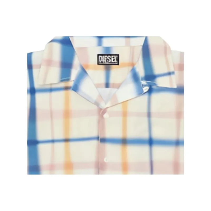 DIESEL Shirts Men White Blue-4