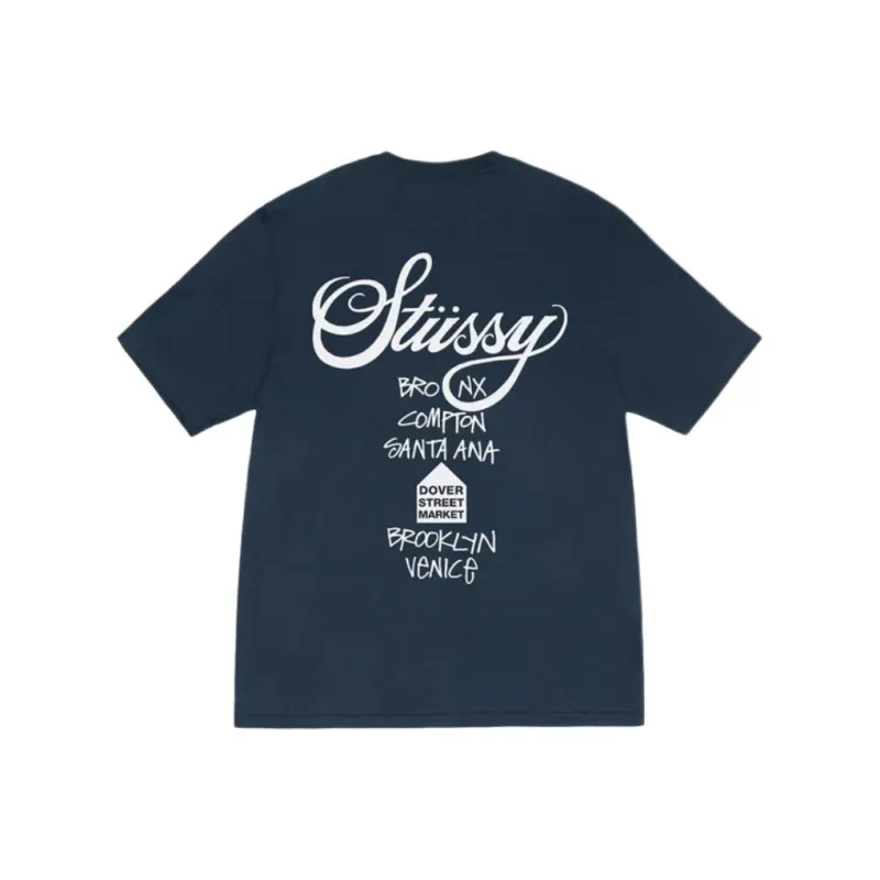 Stussy World Cruise Series T Shirts Unisex Marine Blue-1