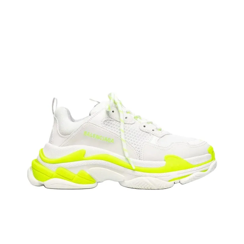 Balenciaga Triple S Low Top Chunky Sneakers Men's Neon Yellow-1