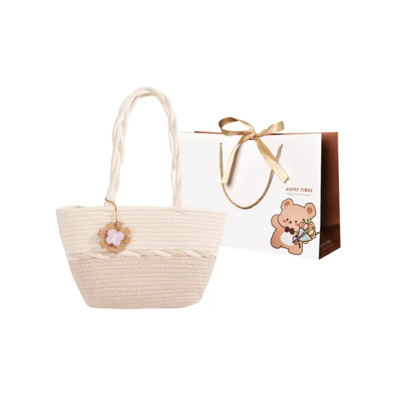 ERANGBEAR Straw Woven Tote Bag, Shopping Bag, Shoulder Bag Women's Multicolor-0